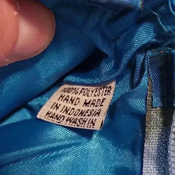 Heavily Beaded Blue Handmade Indonesia Small Clutch Wristlet Wallet Purse YKK - Picture 6 of 6